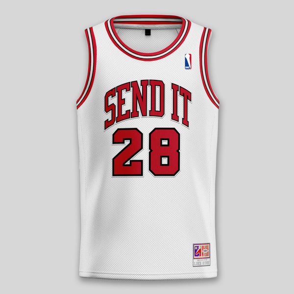 SEND IT WHITE BASKETBALL JERSEY product image